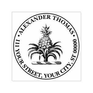 Preppy Heraldic Pineapple Coat of Arms Crest Self-inking Stamp