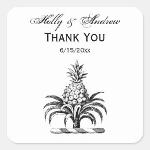 Preppy Heraldic Pineapple Coat of Arms Crest Square Sticker