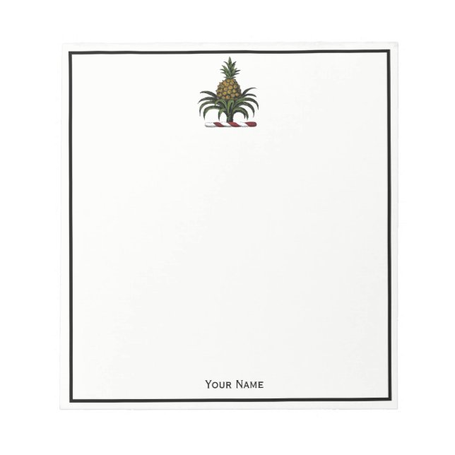 Preppy Heraldic Pineapple Crest Colour RWT Notepad (Front)