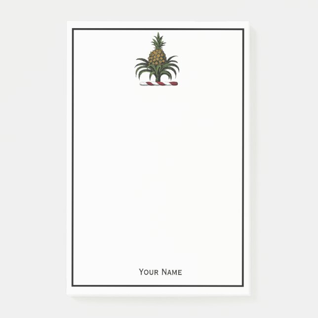 Preppy Heraldic Pineapple Crest Colour RWT Post-it Notes (Front)
