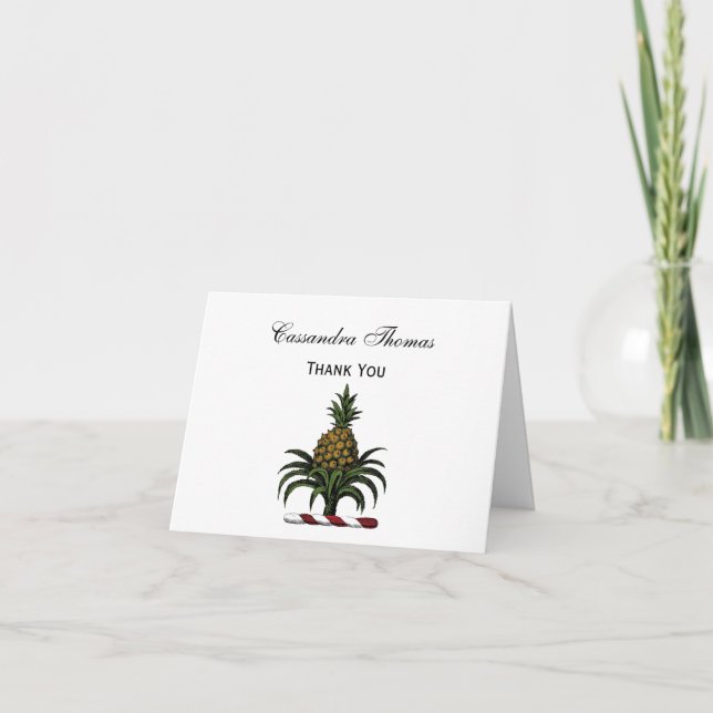 Preppy Heraldic Pineapple Crest Colour RWT Thank You Card (Front)