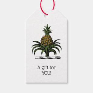 Preppy Heraldic Pineapple Crest Colour WT Gift Tags