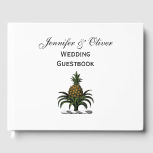 Preppy Heraldic Pineapple Crest Colour WT Guest Book