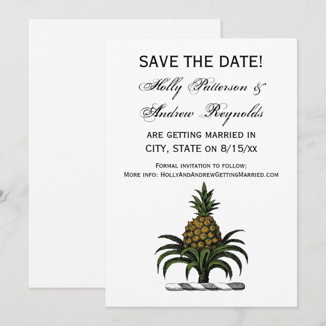 Preppy Heraldic Pineapple Crest Colour WT Invitation (Front/Back)