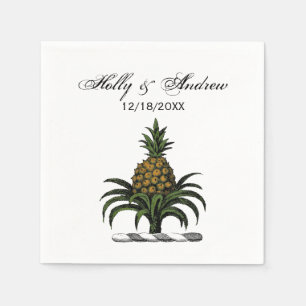 Preppy Heraldic Pineapple Crest Colour WT Napkin