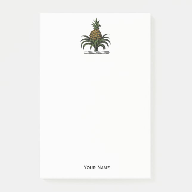 Preppy Heraldic Pineapple Crest Colour WT Post-it Notes (Front)