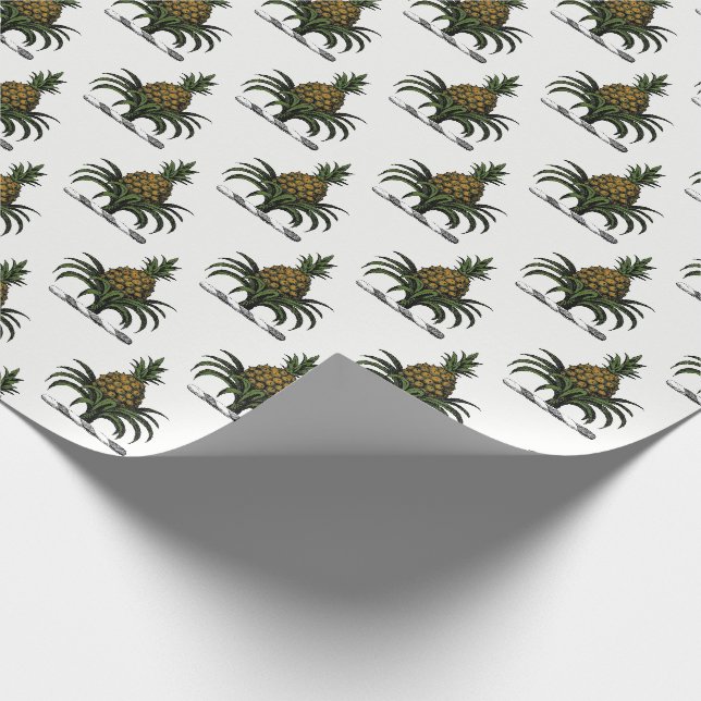 Preppy Heraldic Pineapple Crest Colour WT Wrapping Paper (Corner)