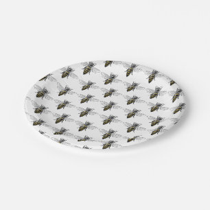 Preppy Heraldic Vintage Bee #2 Coat of Arms C Paper Plate