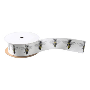 Preppy Heraldic Vintage Bee #2 Coat of Arms C Satin Ribbon