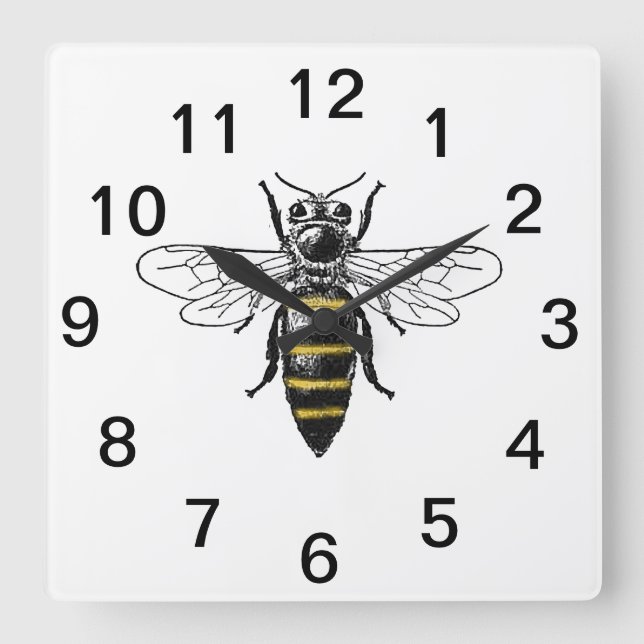 Preppy Heraldic Vintage Bee #2 Coat of Arms C Square Wall Clock (Front)