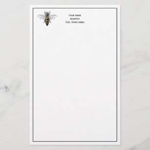 Preppy Heraldic Vintage Bee #2 Coat of Arms C Stationery