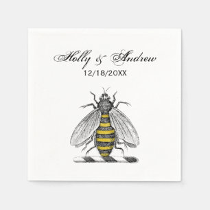 Preppy Heraldic Vintage Bee Coat of Arms Emblem C Napkin