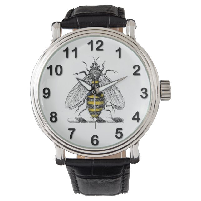 Preppy Heraldic Vintage Bee Coat of Arms Emblem C Watch (Front)