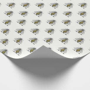 Preppy Heraldic Vintage Bee Coat of Arms Emblem C Wrapping Paper