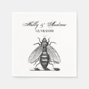 Preppy Heraldic Vintage Bee Coat of Arms Emblem Napkin