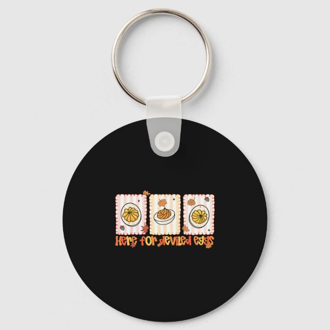 Preppy Here For Deviled Eggs Thanksgiving Men Wome Key Ring (Front)