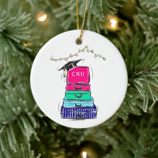 Preppy High School Graduation College Suitcase Ceramic Tree Decoration (Tree)