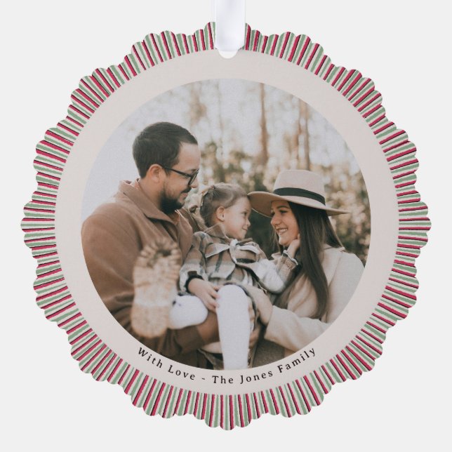 Preppy Holiday Paper Ornament with Photo  (Back)