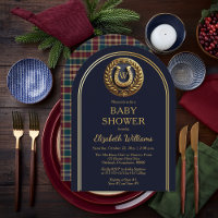 Preppy Horseshoe Plaid Monogram Baby Shower