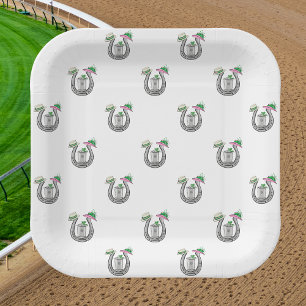 Preppy Horseshoes Fancy Hats Mint Juleps Race Day Paper Plate