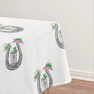 Preppy Horseshoes Fancy Hats Mint Juleps Race Day Tablecloth