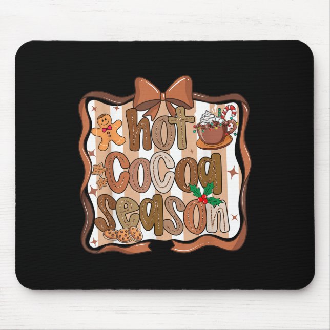 Preppy Hot Cocoa Season Cookie Gingerbread Bow Xma Mouse Mat (Front)