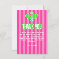 Preppy Hot Pink Stripes Neon Lime Green Pickleball