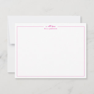 Preppy Hot pink & White a note from Thank You Card