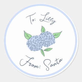 Preppy Hydrangea Christmas Custom Gift Tag Sticker