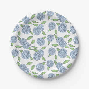 Preppy Hydrangea New England Wedding Paper Plate
