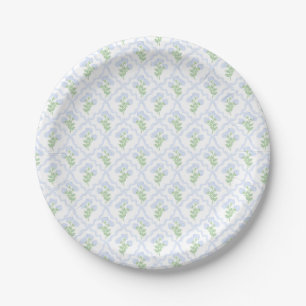 Preppy Hydrangea Watercolor Trellis Editable Paper Plate