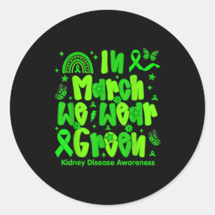 Preppy in march wear green kidney disease awarenes classic round sticker