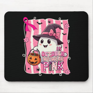 Preppy In October We Wear Pink Ghost Breast Cancer Mouse Mat