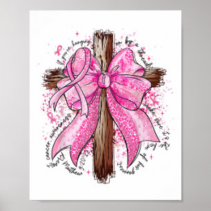 Preppy Jesus Nk Bow Cross Breast Cancer Awareness  Poster