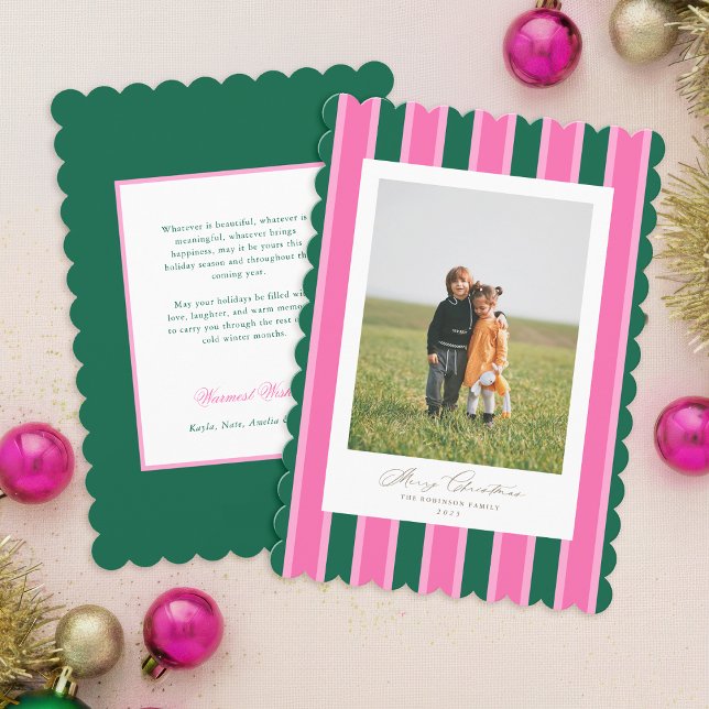 Preppy Joy Christmas Photo Card Scalloped Holiday (Preppy Joy Christmas Holiday Photo Card
)