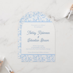 Preppy Jungle Chinoiserie Toile Wedding Invitation