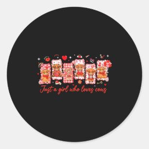 Preppy Just A Girl Who Loves Cows Valentines Day A Classic Round Sticker