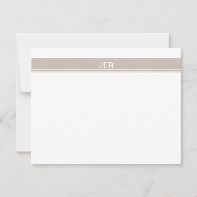 Preppy Khaki Personalised Monogram Name Initials Card (Front)