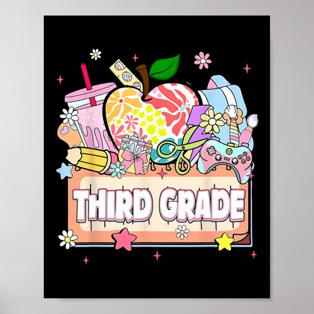 Preppy Kids Third Grade Grad 2025 Preschool 3rd Gr Poster (Front)