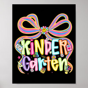 Preppy kindergarten back to school coquette bow poster