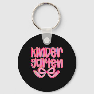Preppy Kindergarten Back To School Coquette Bow Te Key Ring