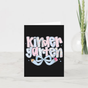 Preppy Kindergarten Coquette Bow Back To School Te Card