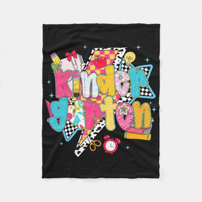 Preppy Kindergarten Dream Team Back To School Teac Fleece Blanket (Front)