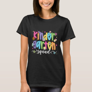 Preppy Kindergarten Squad Team Crew Teacher Back T T-Shirt