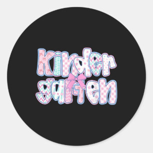 Preppy Kindergarten Teacher Team Bow Back To Schoo Classic Round Sticker