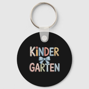 Preppy Kindergarten Teacher Team Bow Back To Schoo Key Ring