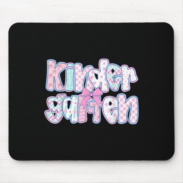 Preppy Kindergarten Teacher Team Bow Back To Schoo Mouse Mat (Front)