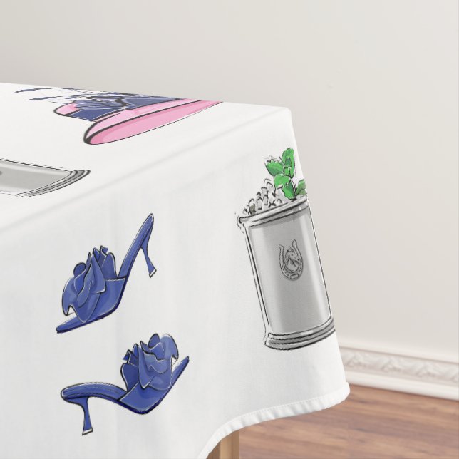 Preppy Ladies Derby Party Blue Heels Hats & Juleps Tablecloth (In Situ)