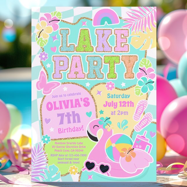 Preppy Lake Birthday Party At The Lake Summer Invitation (Creator Uploaded)