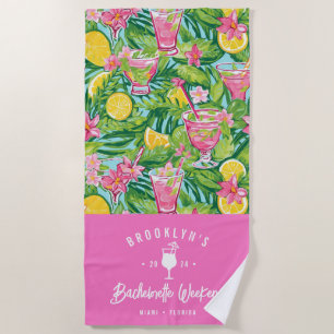 Preppy Lemon Cocktail   Bachelorette Weekend Beach Towel